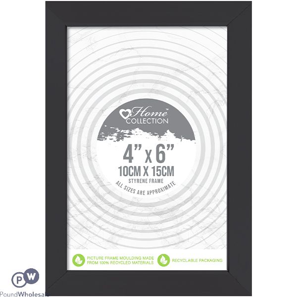 Home Collection London Styrene Black Photo Frame 4" X 6"