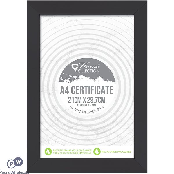 HOME COLLECTION A4 BLACK LONDON CERTIFICATE FRAME 21CM X 29.7CM