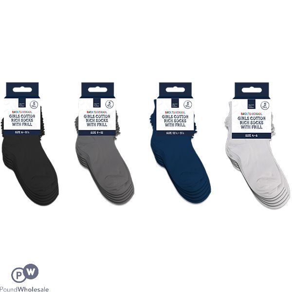 Creative Little Thinkers Girls Cotton Rich Socks with Frill 5 Pack Assorted