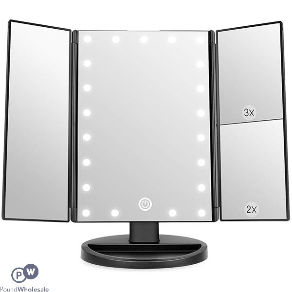 BEAUTYWORKS BLACK LED BACKLIT MAKEUP VANITY MIRROR