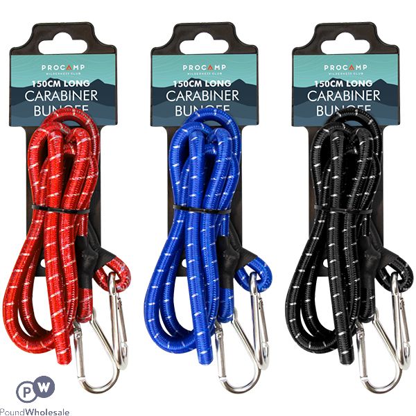 Procamp Carabiner Bungee Strap 150cm Assorted Colours