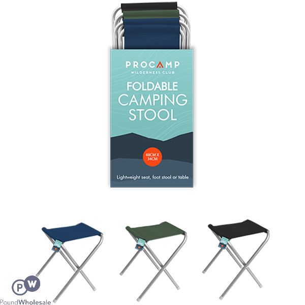 Procamp Folding Camping Stool 48cm X 34cm CDU Assorted Colours