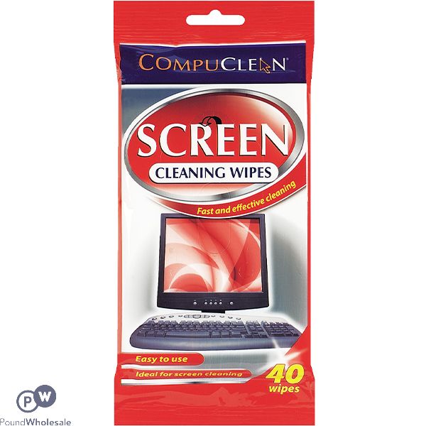 COMPUCLEAN SCREEN CLEANING WIPES 40 PACK