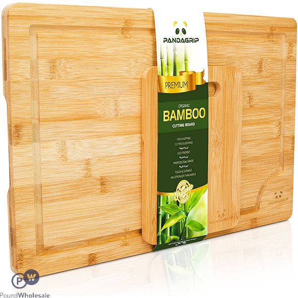 Pandagrip Extra Large Organic Bamboo Chopping Board Set 2pc