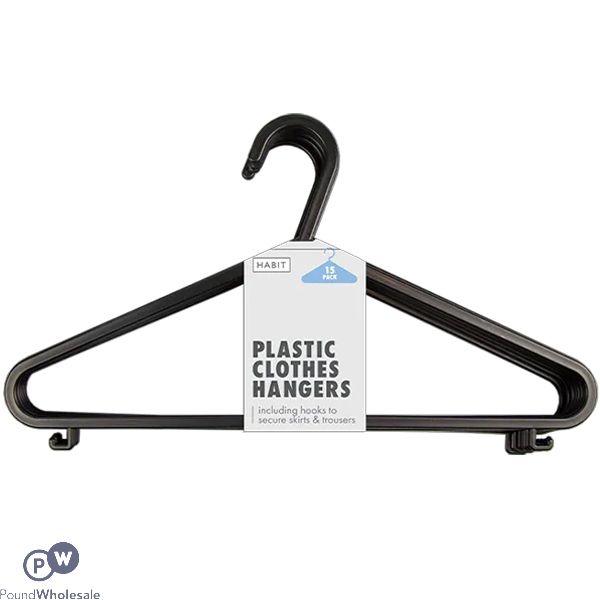 Habit Black Plastic Clothes Hangers 15 Pack