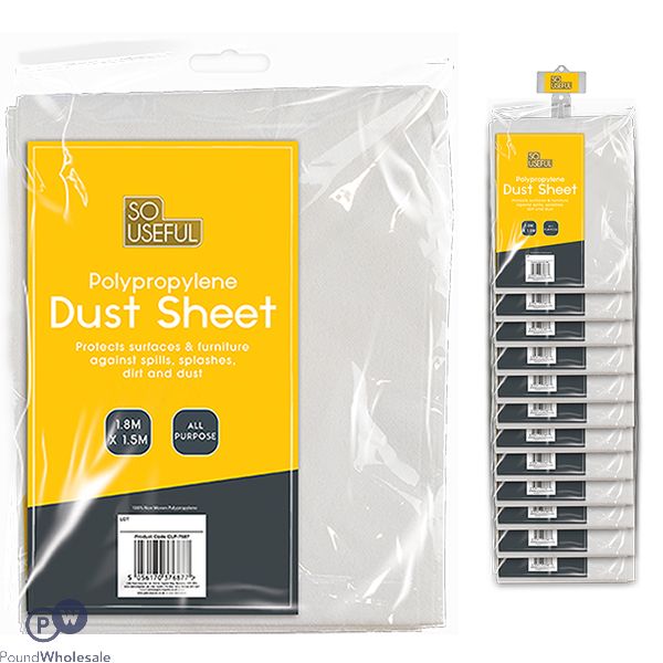 So Useful Polypropylene Dust Sheet 1.8m X 1.5m Clip Strip