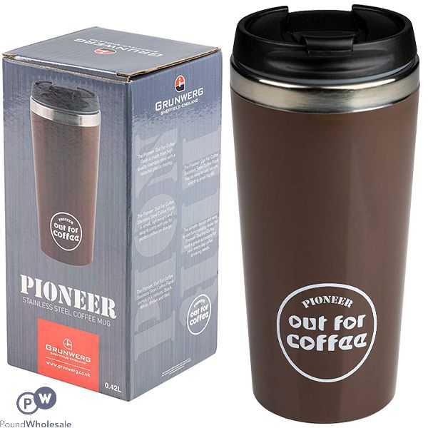 Grunwerg Pioneer Stainless Steel Coffee Mug Brown 0.42l
