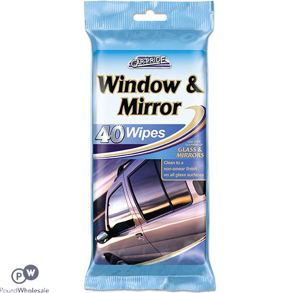 CAR-PRIDE WINDOW & MIRROR WIPES 40 PACK