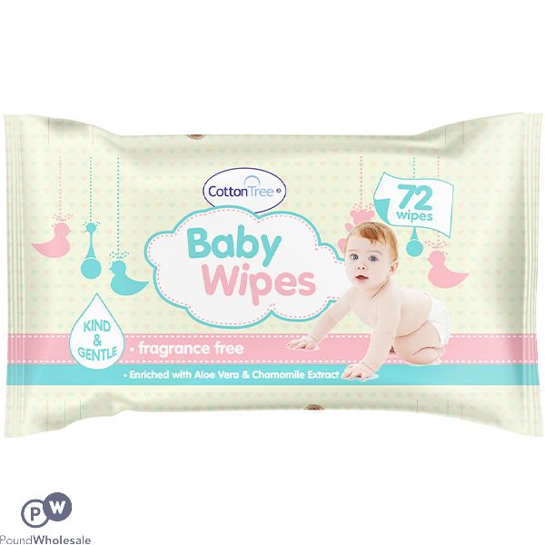 COTTON TREE KIND & GENTLE BABY WIPES 72 PACK