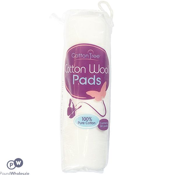 COTTON TREE 100% COTTON ROUND WOOL PADS 80 PADS 