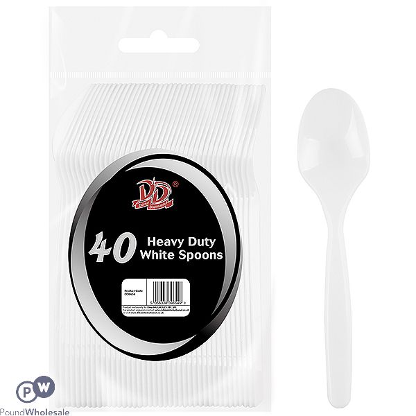 DELUXE DISPOSABLE HEAVY DUTY WHITE SPOONS 40 PACK