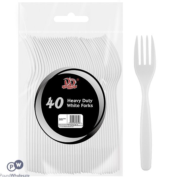 DELUXE DISPOSABLE HEAVY DUTY WHITE FORKS 40 PACK