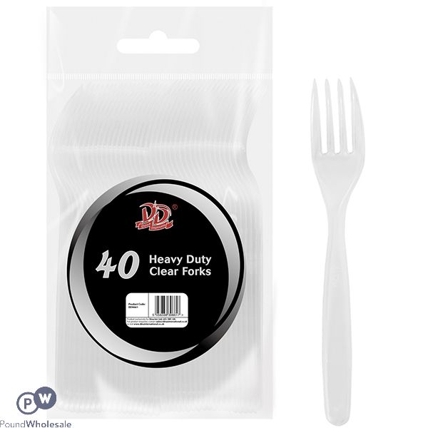 DELUXE DISPOSABLE HEAVY DUTY CLEAR FORKS 40 PACK