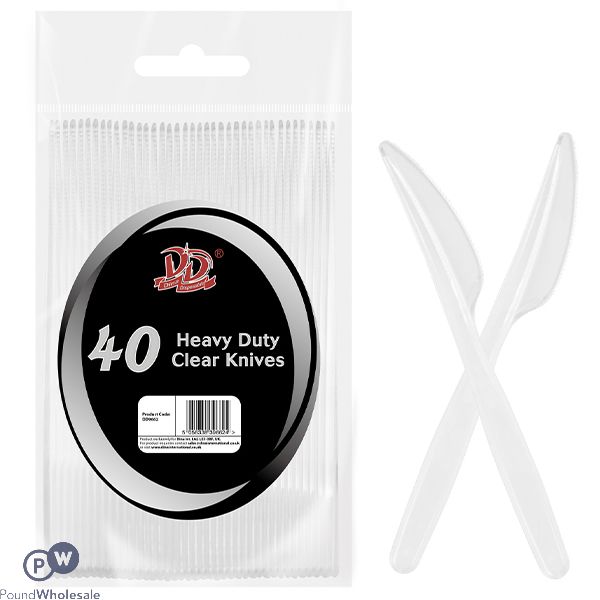 DELUXE DISPOSABLE HEAVY DUTY CLEAR KNIVES 40 PACK