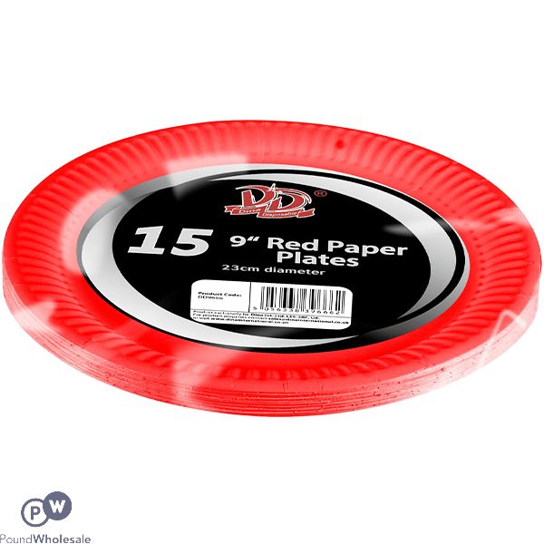 Red Disposable Paper Plates 9" 15 Pack