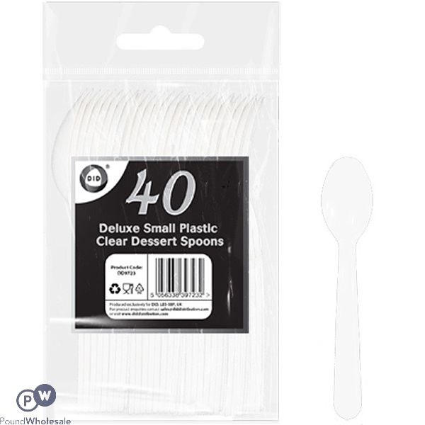 Did Deluxe Clear Reusable Small Plastic Dessert Spoons 40 Pack