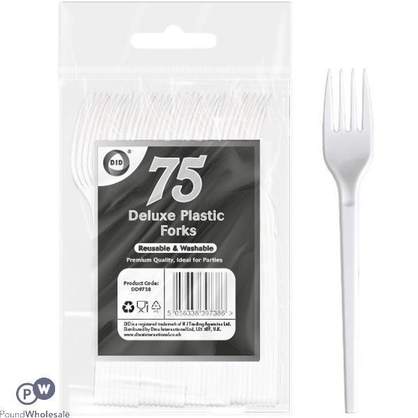 Did Deluxe Reusable White Plastic Forks 75 Pack