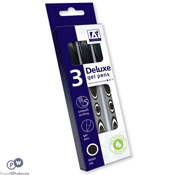 Deluxe Gel Pens Black 3pk