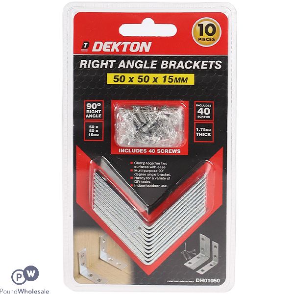 Dekton Right Angle Brackets 50mm X 50mm X 15mm 10 Pack