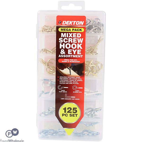 Dekton Mixed Screw Hook & Eye Assortment Mega Pack 125pc