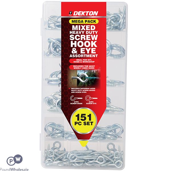 Dekton Mixed Heavy Duty Screw Hook & Eye Assortment Mega Pack 151pc