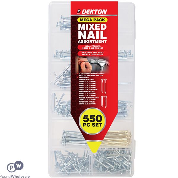 Dekton Mixed Nail Assortment Mega Pack 550pc