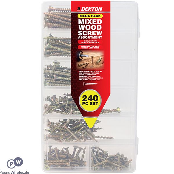 Dekton Mixed Wood Screw Assortment Mega Pack 240pc