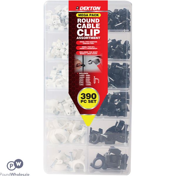 Dekton Round Cable Clip Assortment Mega Pack 390pc
