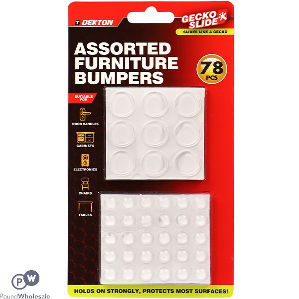 Dekton Gecko Slide Assorted Adhesive Furniture Bumpers 78pc