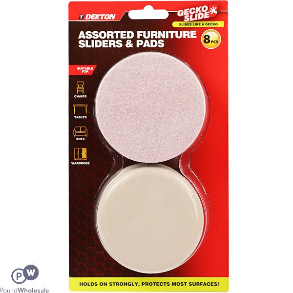 Dekton Gecko Slide Assorted Furniture Sliders & Pads 8pc