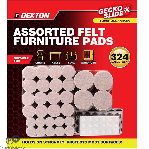 Dekton Gecko Slide Assorted Felt Furniture Pads 324 Pack