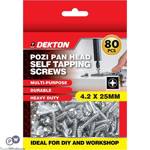 Dekton Pozi Pan Head Self Tapping Screws 4.2 X 25mm 80 Pack