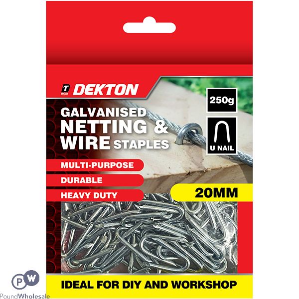 Dekton Galvanised U-nail Netting & Wire Staples 20mm 250g