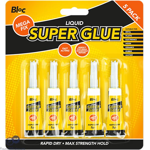 Bloc Liquid Super Glue 3g 5 Pack