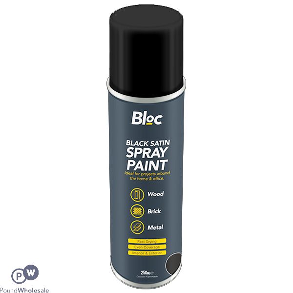 BLOC BLACK SATIN SPRAY PAINT 250ML