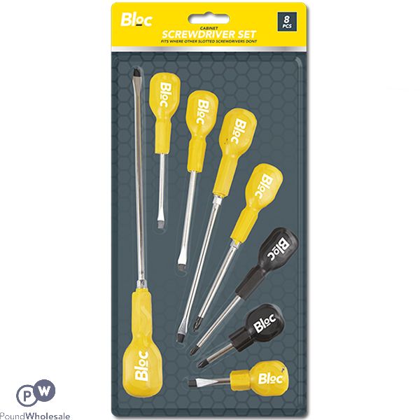 Bloc Assorted Cabinet Flat & Phillips Screwdriver Set 8 Pack
