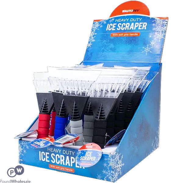 Autorev Heavy Duty Soft Grip Ice Scraper 25cm Cdu Assorted Colours