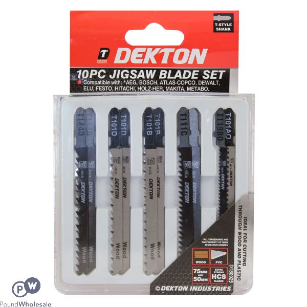 Dekton 10 Piece Jigsaw Blade Set (t-style Shank)