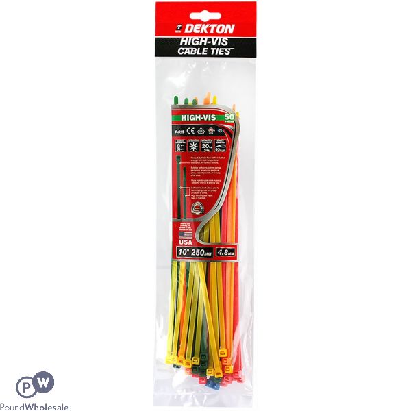 Dekton 50 Piece High Vis Cable Ties