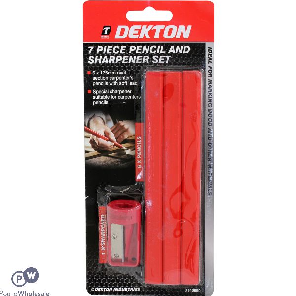 DEKTON 7 PIECE PENCIL & SHARPENER SET