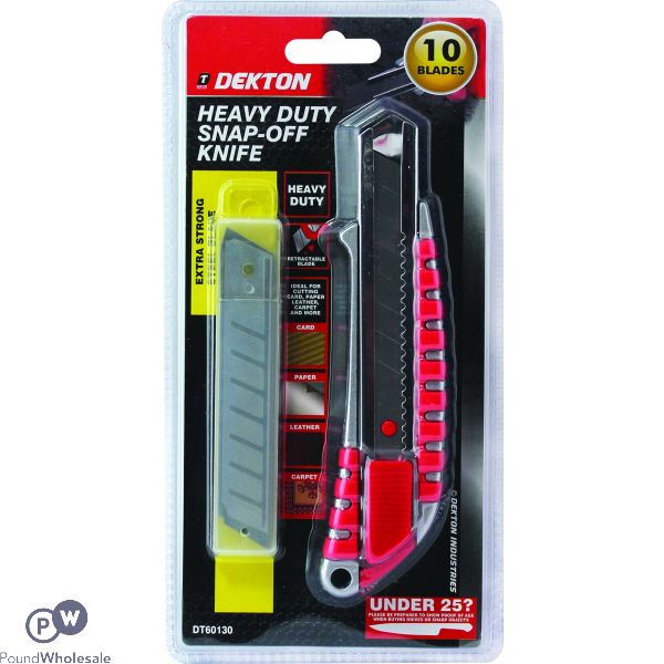 Dekton Heavy Duty Snap-off Knife & 10 Blades