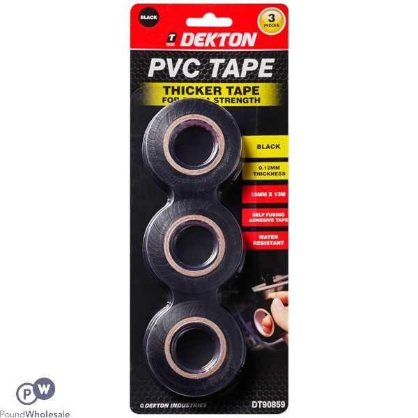 Dekton Pvc Tape Extra Strong Black 3 Pack