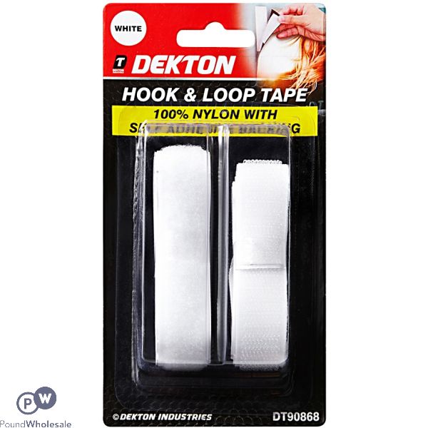 Dekton Hook & Loop Tape White 20mm X 1m