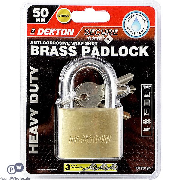 DEKTON ANTI-CORROSIVE SNAP SHUT BRASS PADLOCK 50MM