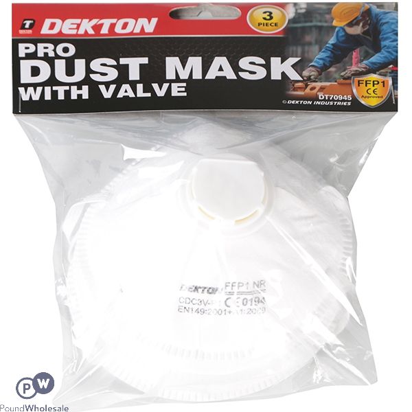 Dekton Pro Dust Mask With Valve 3pc