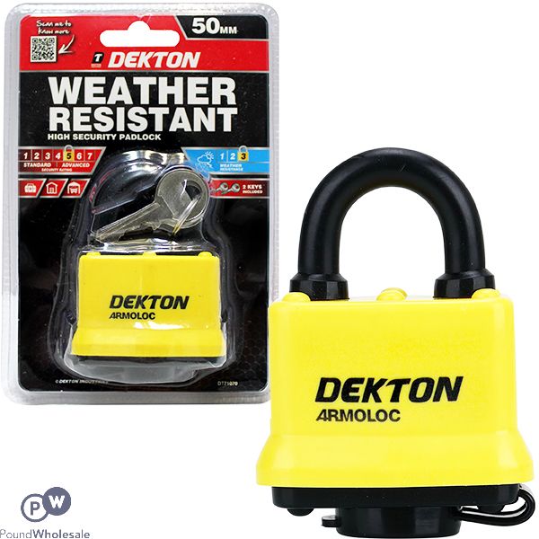 Dekton 50mm Weather Resistant High Security Padlock With 3 Keys