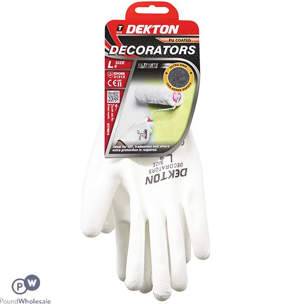 DEKTON PU-COATED DECORATORS WORK GLOVES 9/LARGE