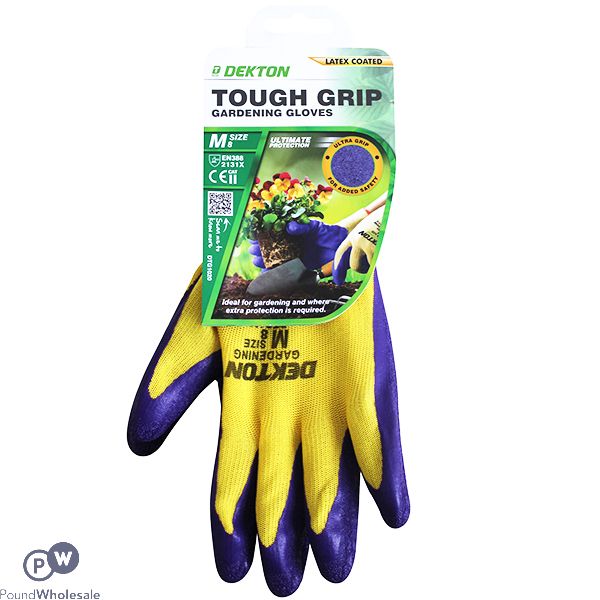 Dekton Touch Grip Latex Coated Gardening Gloves 8/medium