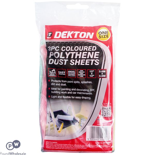 Dekton Coloured Polythene Dust Sheets 3.6m 3 Pack