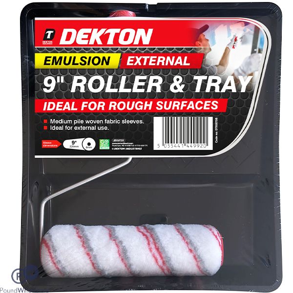 DEKTON EMULSION EXTERNAL PAINT ROLLER & TRAY 9" SET